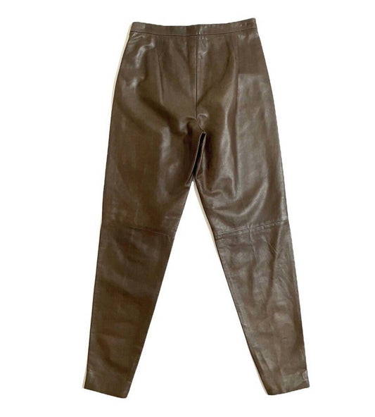 Longchamp - Women's Leather High Waist Pleated Pencil Pants