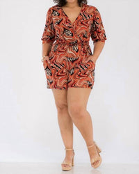Karen T Design - Three Quarter Sleeve Patterned Romper