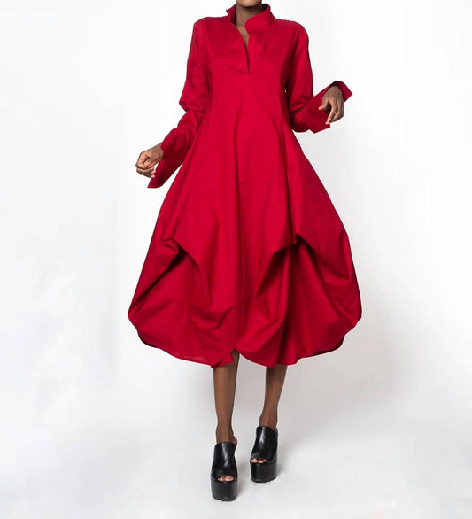 Metamorfosi - Asymmetric Collar Maxi Shirt Dress
