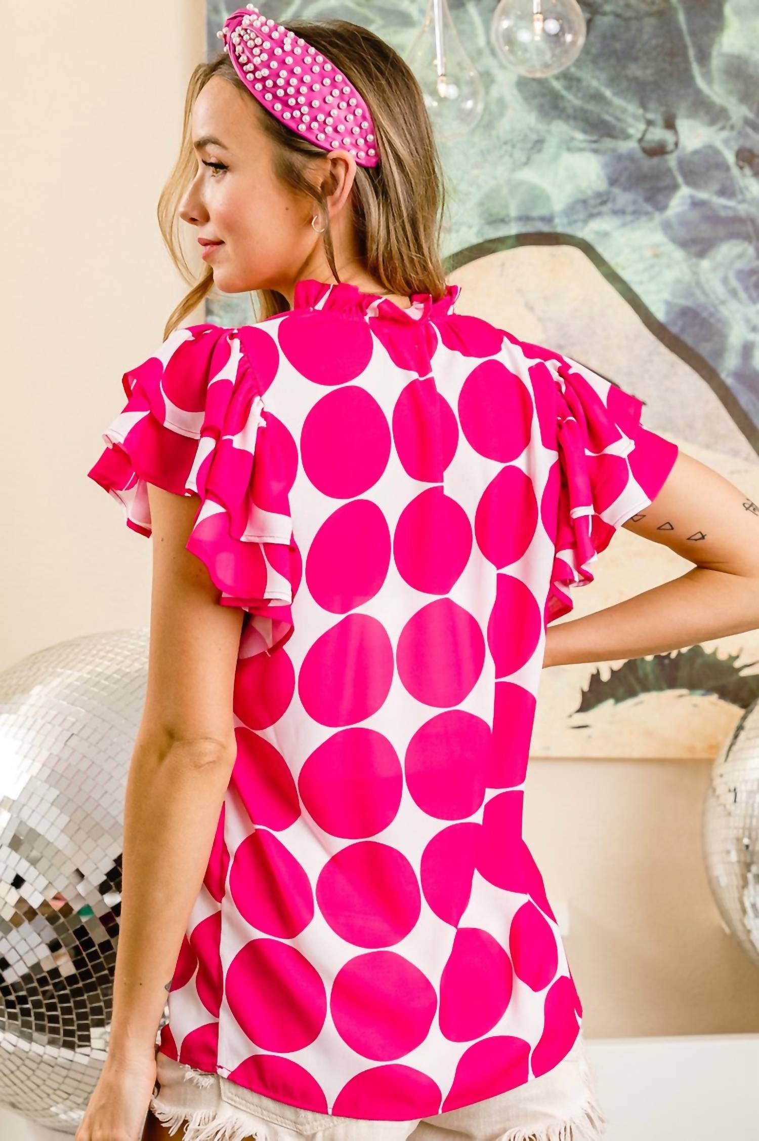 Bibi - Big Dots Dobby Top