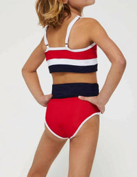 Beach Riot Girls Little Eva & Emmie Bikini Set in americana colorblock - kids' bikini - detail view