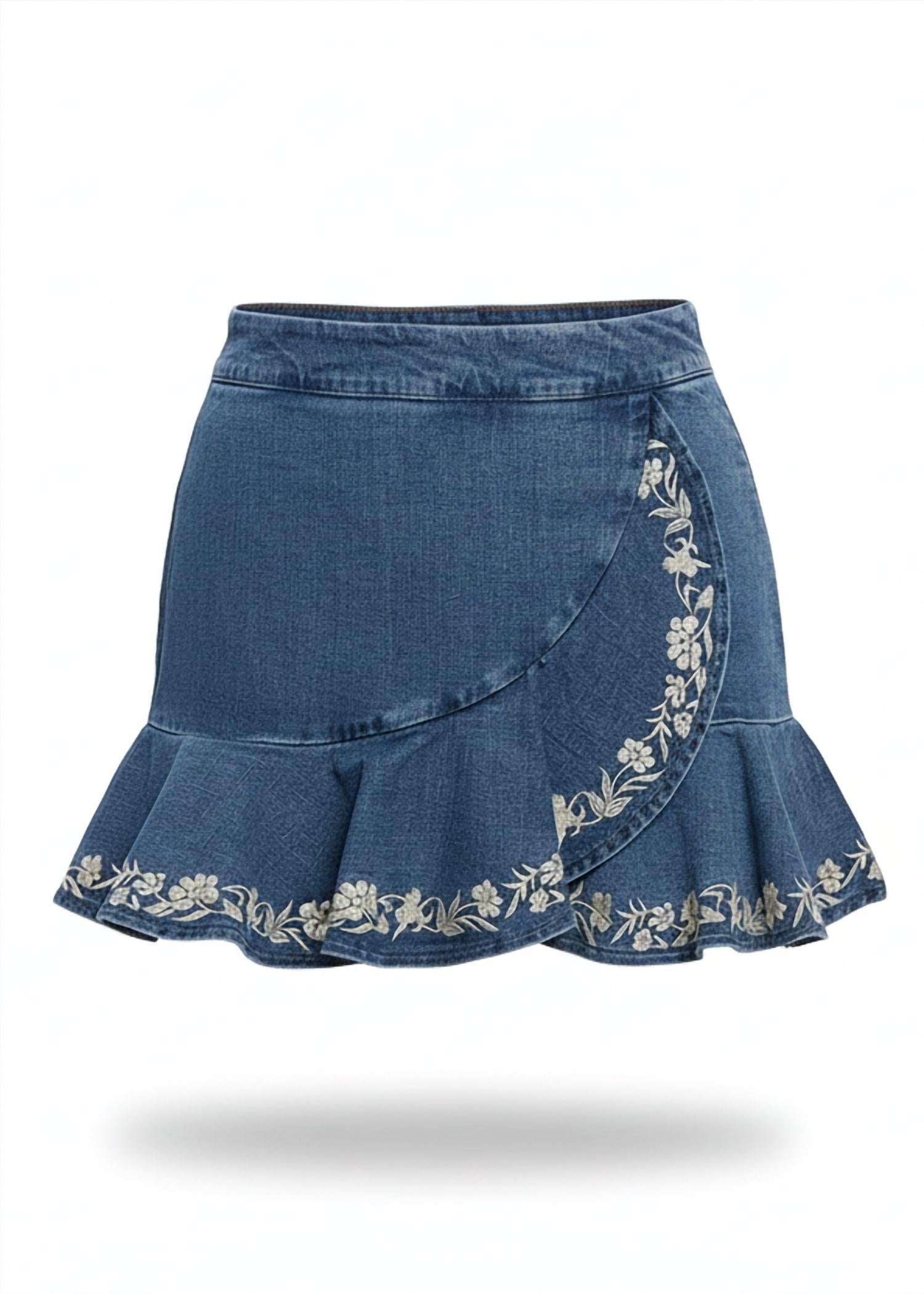Flying Tomato - Embroidered Denim Skort