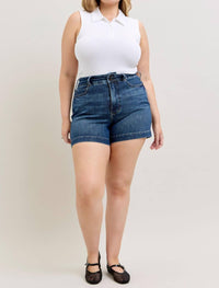 Judy Blue High Waist Tummy Control Slim Denim Short in blue 1 - women's shorts - view 6