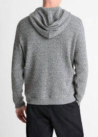 Vince Brushed Waffle Long Sleeve Hoodie in heather black - men's shirt - alternate view