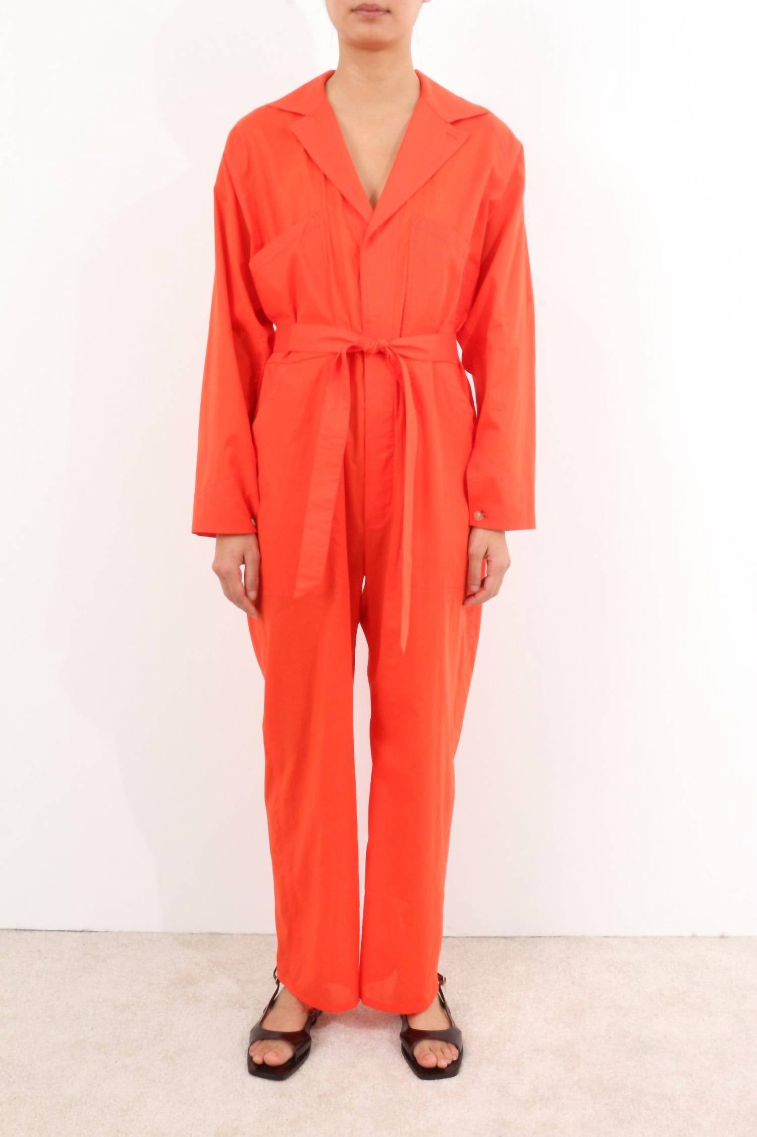 RACHEL COMEY Wessly Long Sleeve Jumpsuit in coral - women's pants
