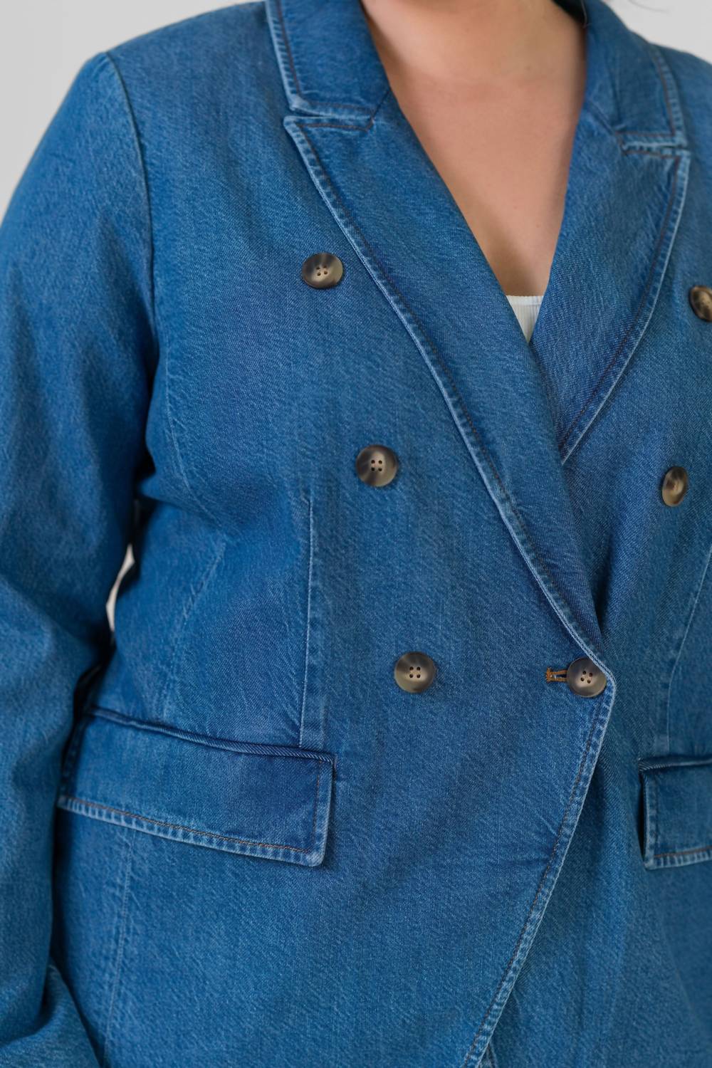 Tanya Taylor - Michelle Denim Long Sleeve Blazer - Plus