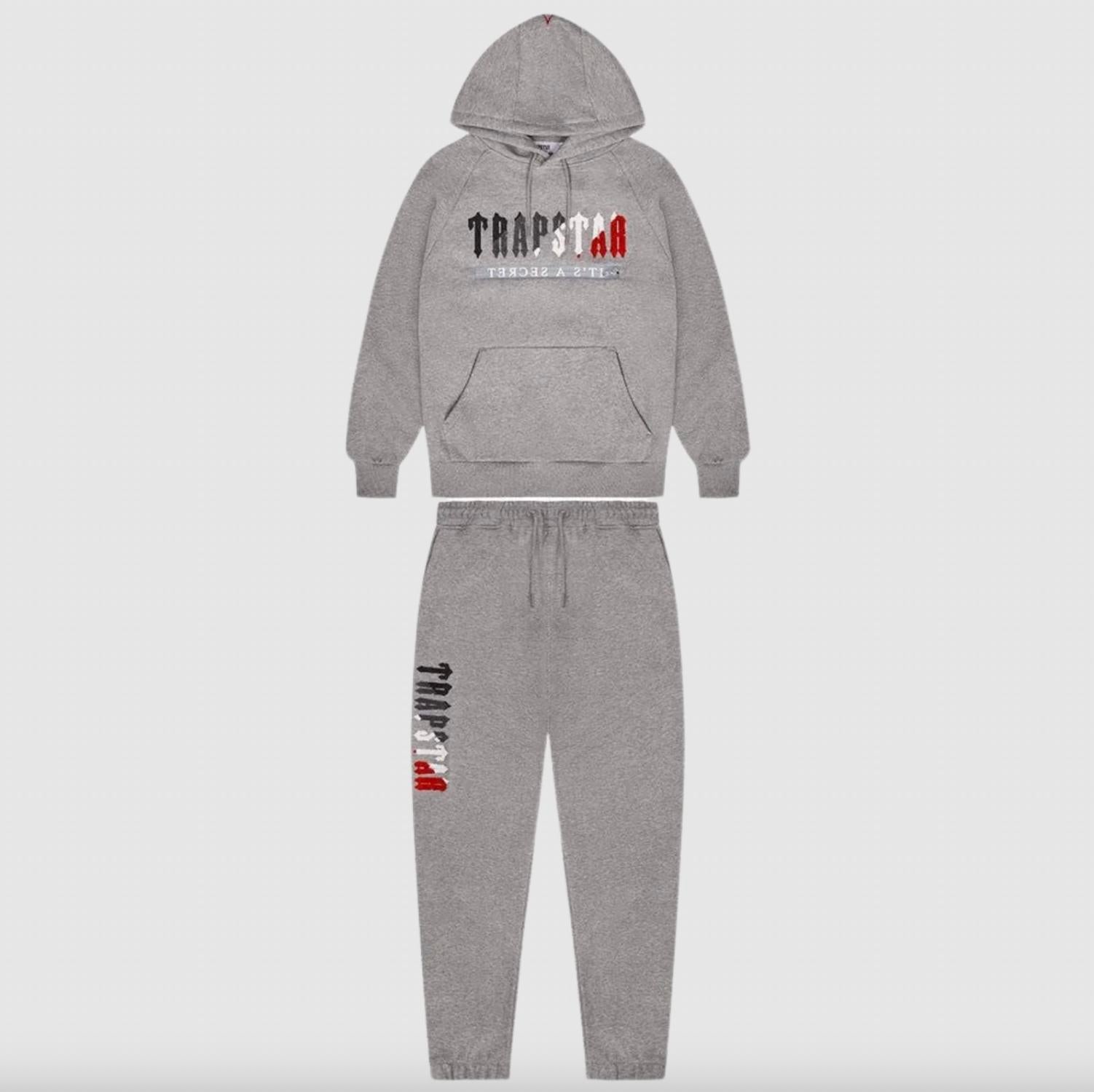 Trapstar Men’s Decoded Logo Chenille Tracksuit in grey red - men's item