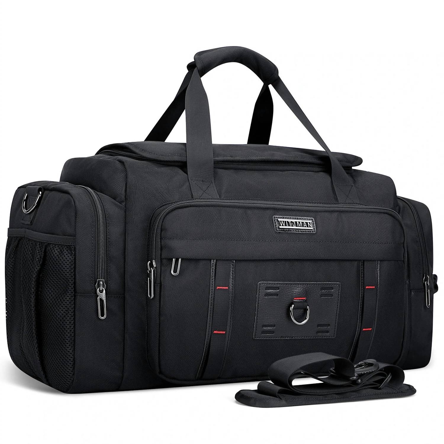 Witzman Men's Travel Duffel Carry On Weekender Bag in black - men's bag - detail view