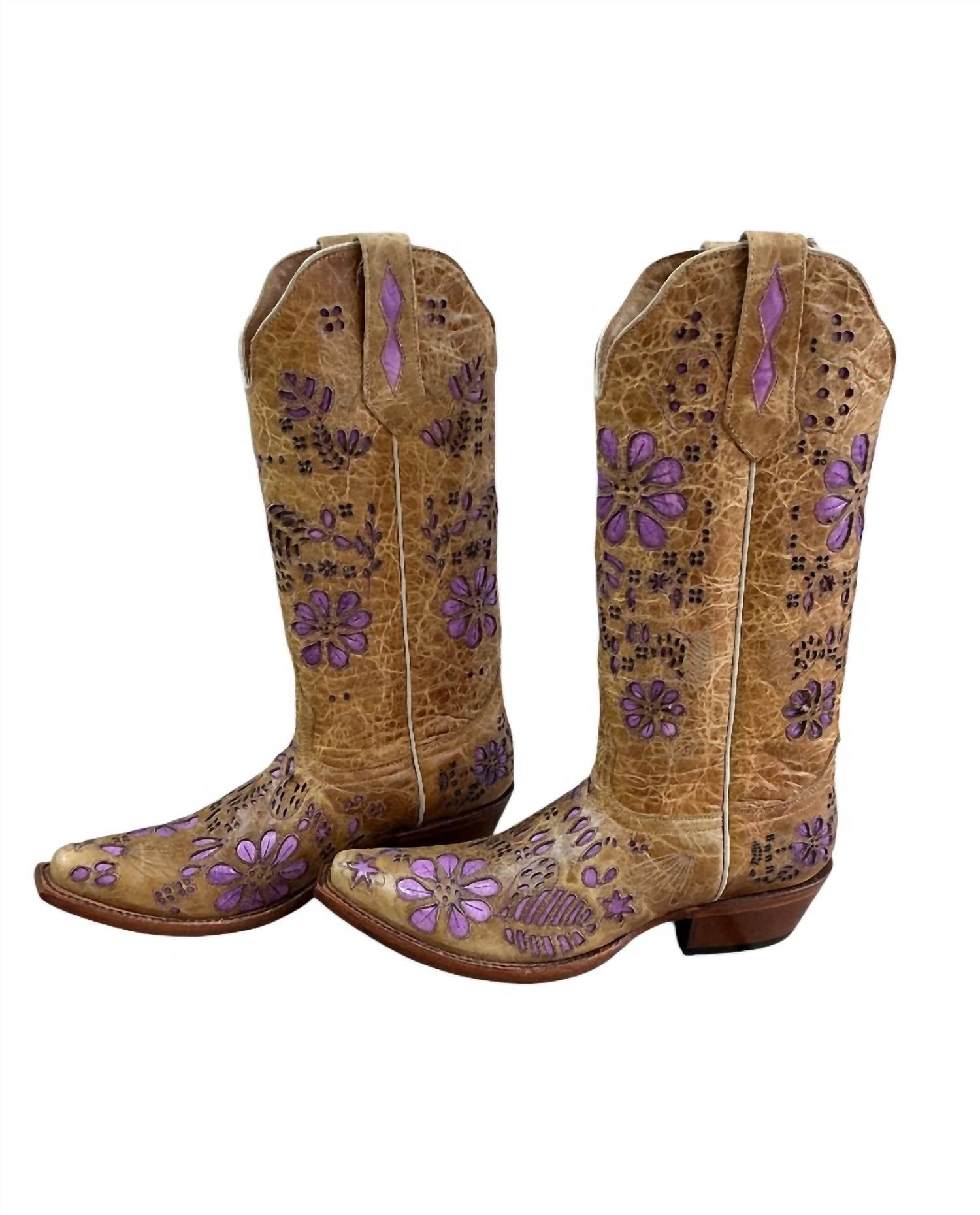 Johnny Ringo Women's A. Bison Orchid Pointed Toe Western Boots in tan - women's shoe
