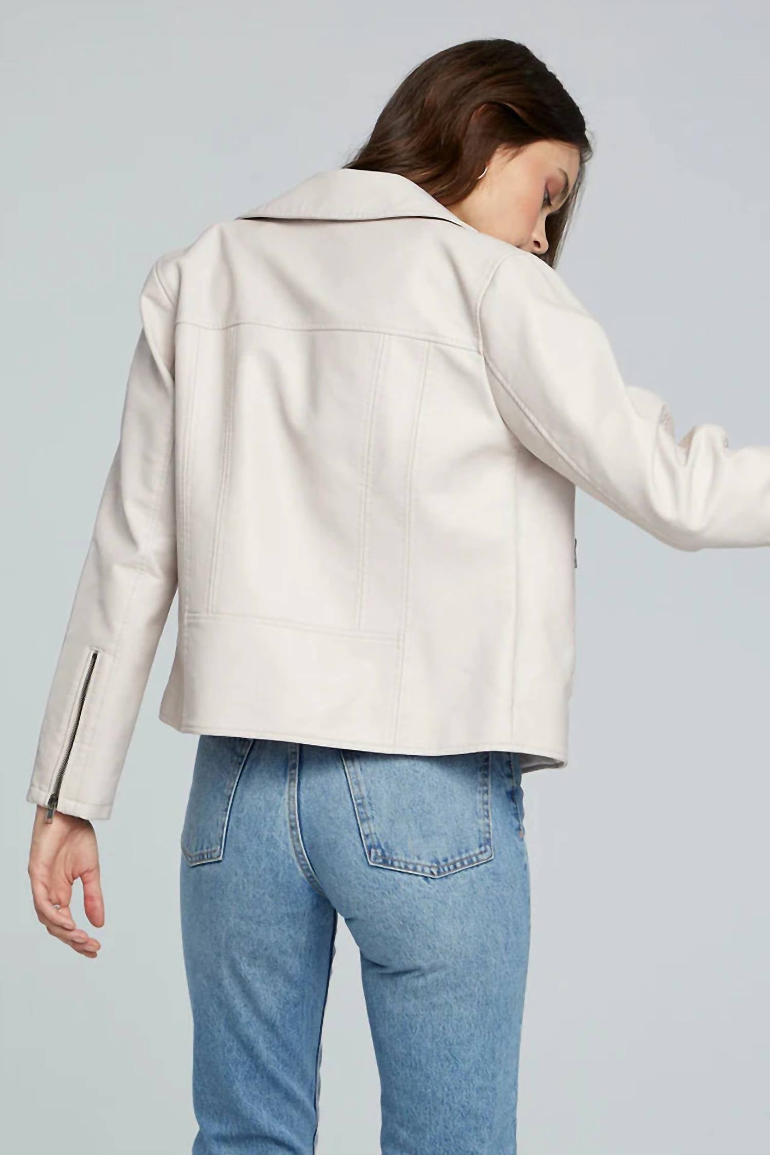 saltwater LUXE Effie Leather Jacket in bone - women's jacket - alternate view