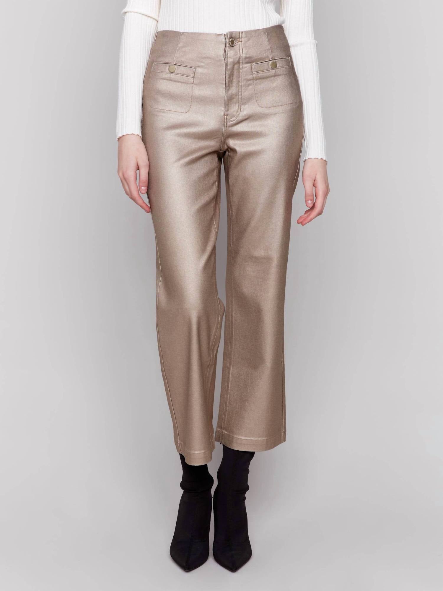 Charlie B - Women's Metallic Wax Crop Pant