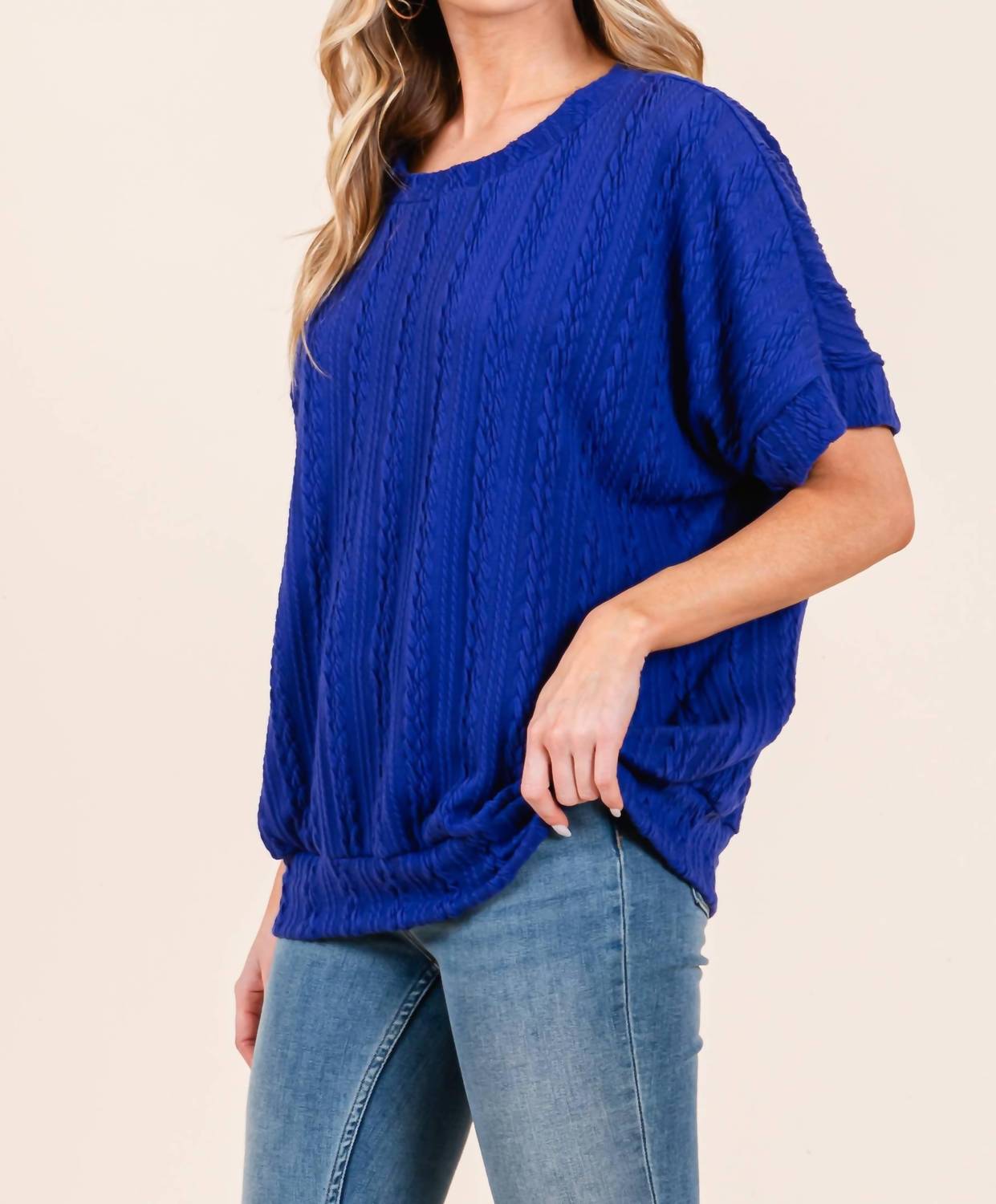 Bombom - Textured Boxy Knit Top