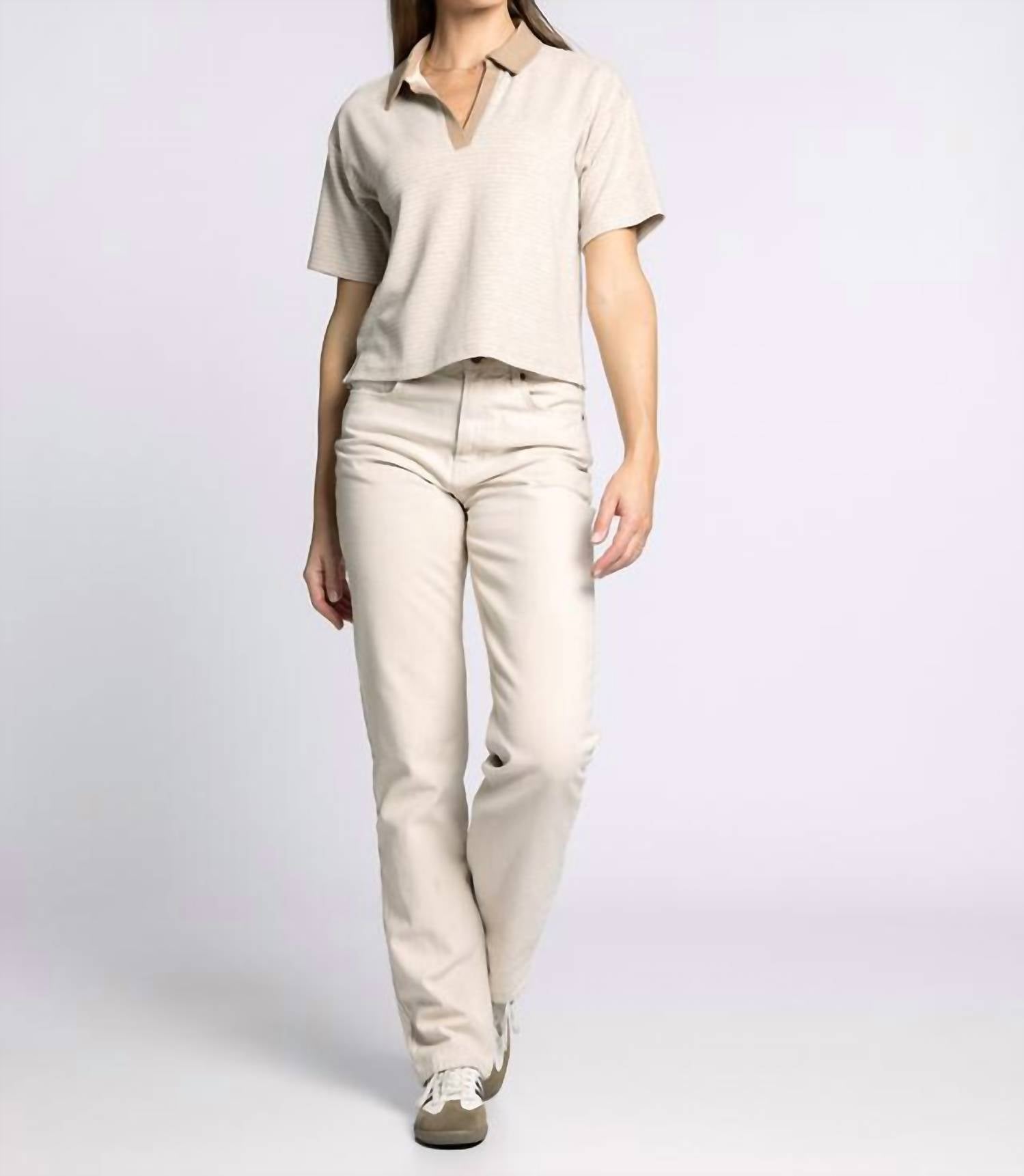 Thread & Supply Calix Thin Stripe Top in tan white - women's t-shirt - view 4