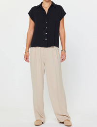 Current Air - Cap Sleeve Button Down Top