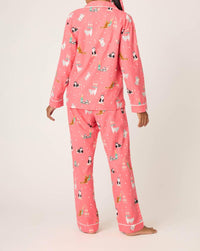 PJ Salvage Let's Get Fizzical 3-piece Flannel Pajama Set in dark coral - women's sleepwear - alternate view