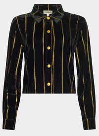L'Agence - Cosette Metallic Stripe Crop Shirt