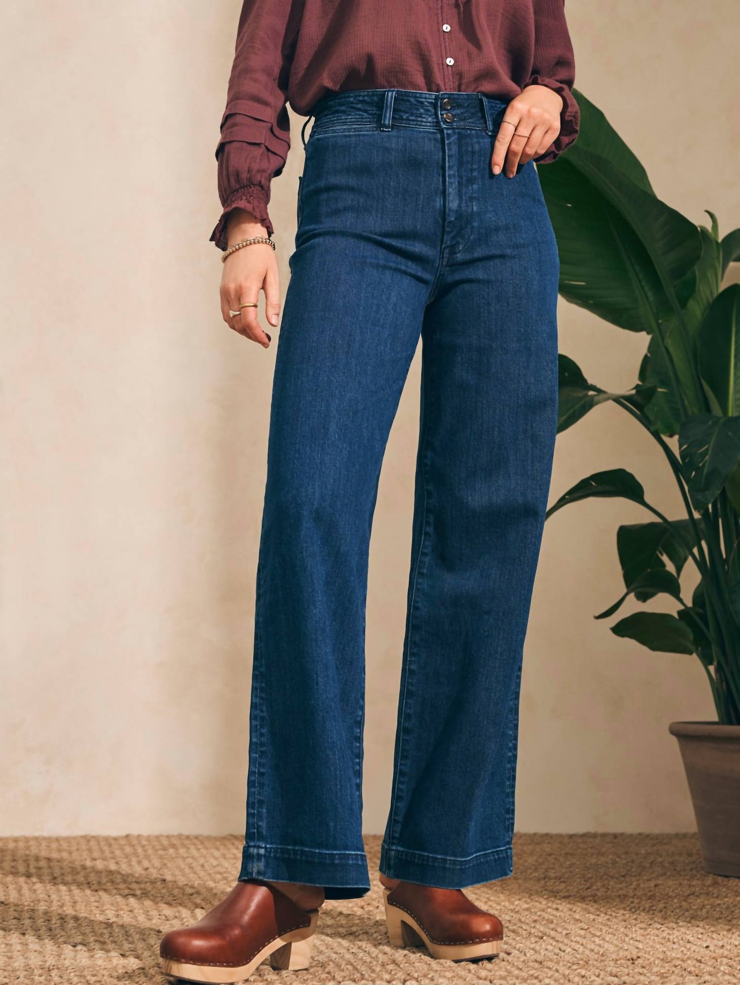 Faherty - Organic Cotton Denim Wide Leg Pant