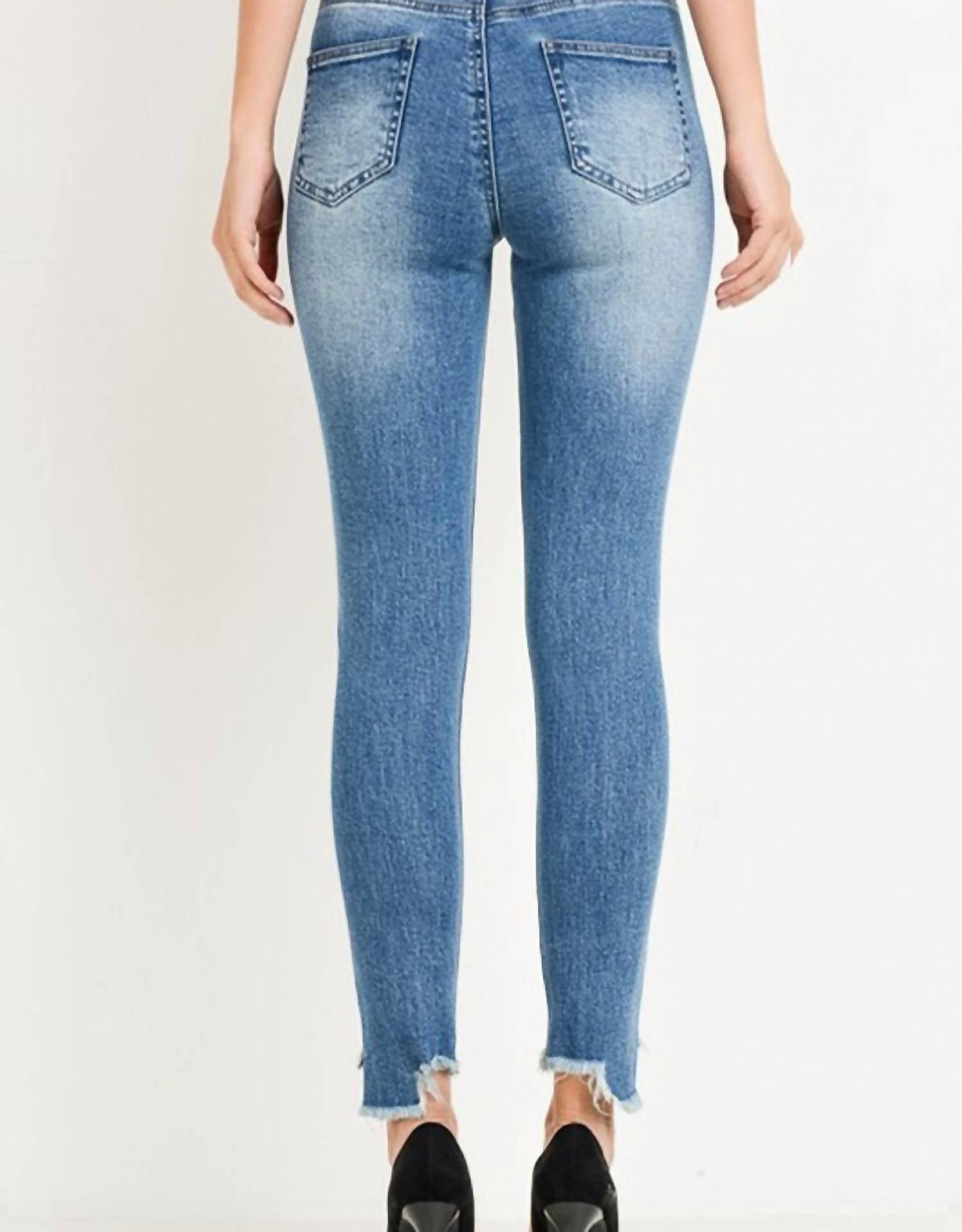 C'Est Toi - High Waist Skinny Jeans With Color Tape