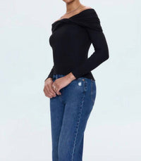 PISTOLA Lyra Top in noir - women's sweater - detail view
