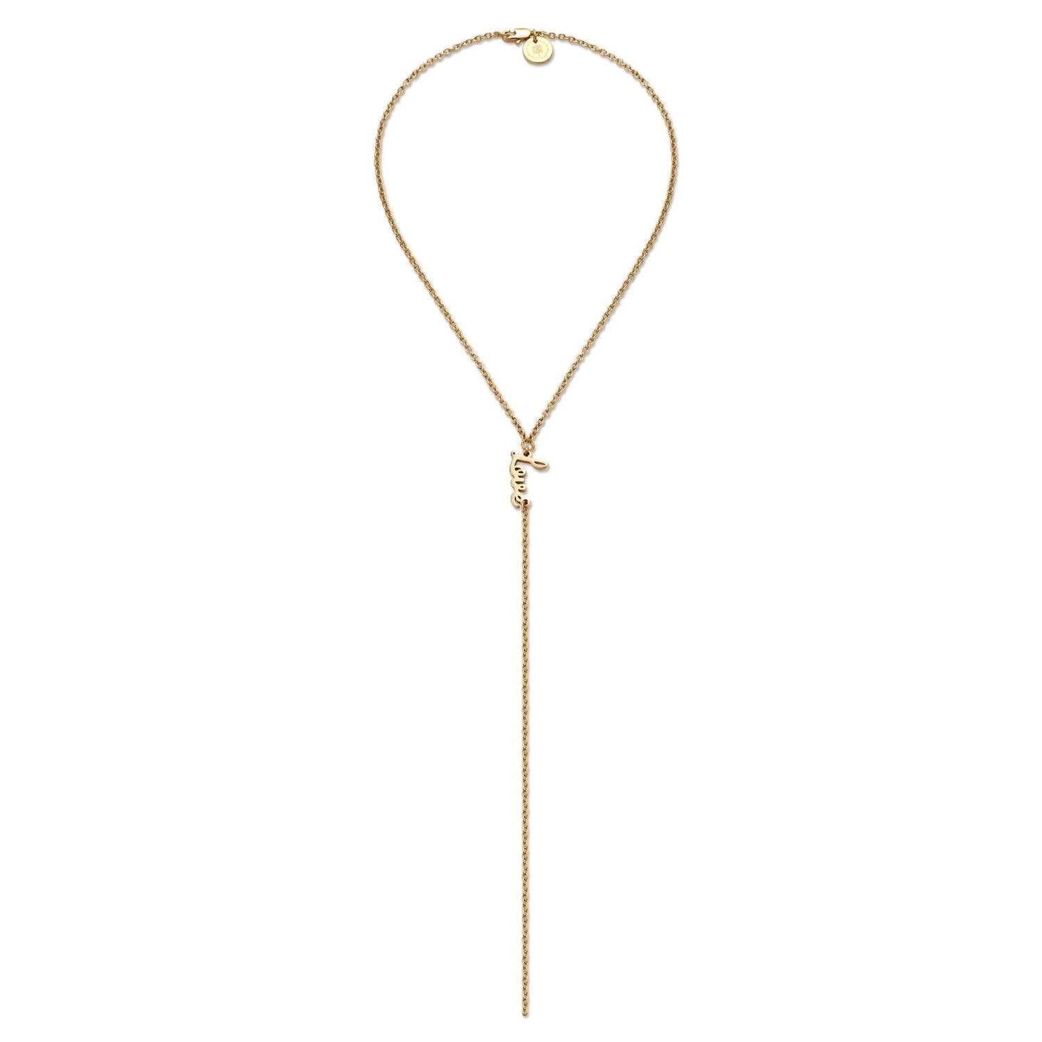 Eklexic - Women's Dainty Script Love Lariat Necklace