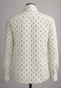 Amiri Men's Peacock Long Sleeve Shirt in ivory green - men's long sleeve top - detail view