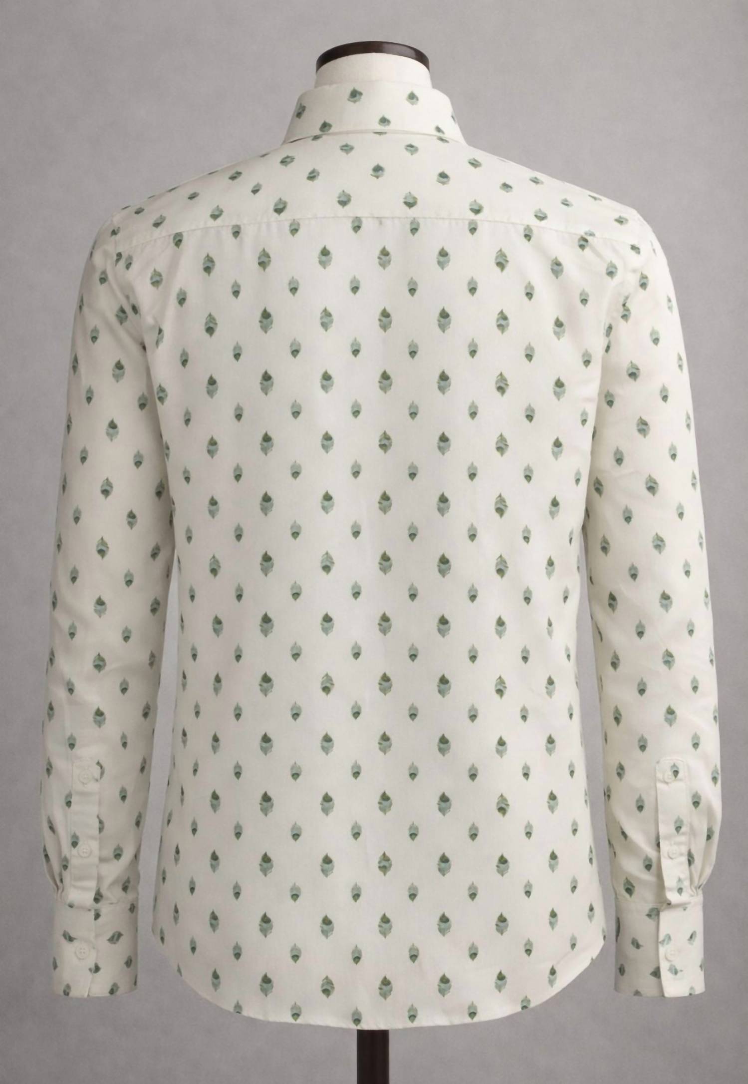 Amiri Men's Peacock Long Sleeve Shirt in ivory green - men's long sleeve top - detail view