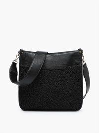 Jen & Co. - Women's Chloe Teddy Trim Crossbody Bag With Guitar Strap