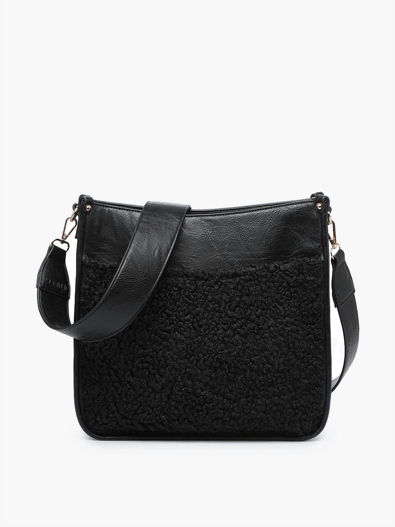 Jen & Co. - Women's Chloe Teddy Trim Crossbody Bag With Guitar Strap