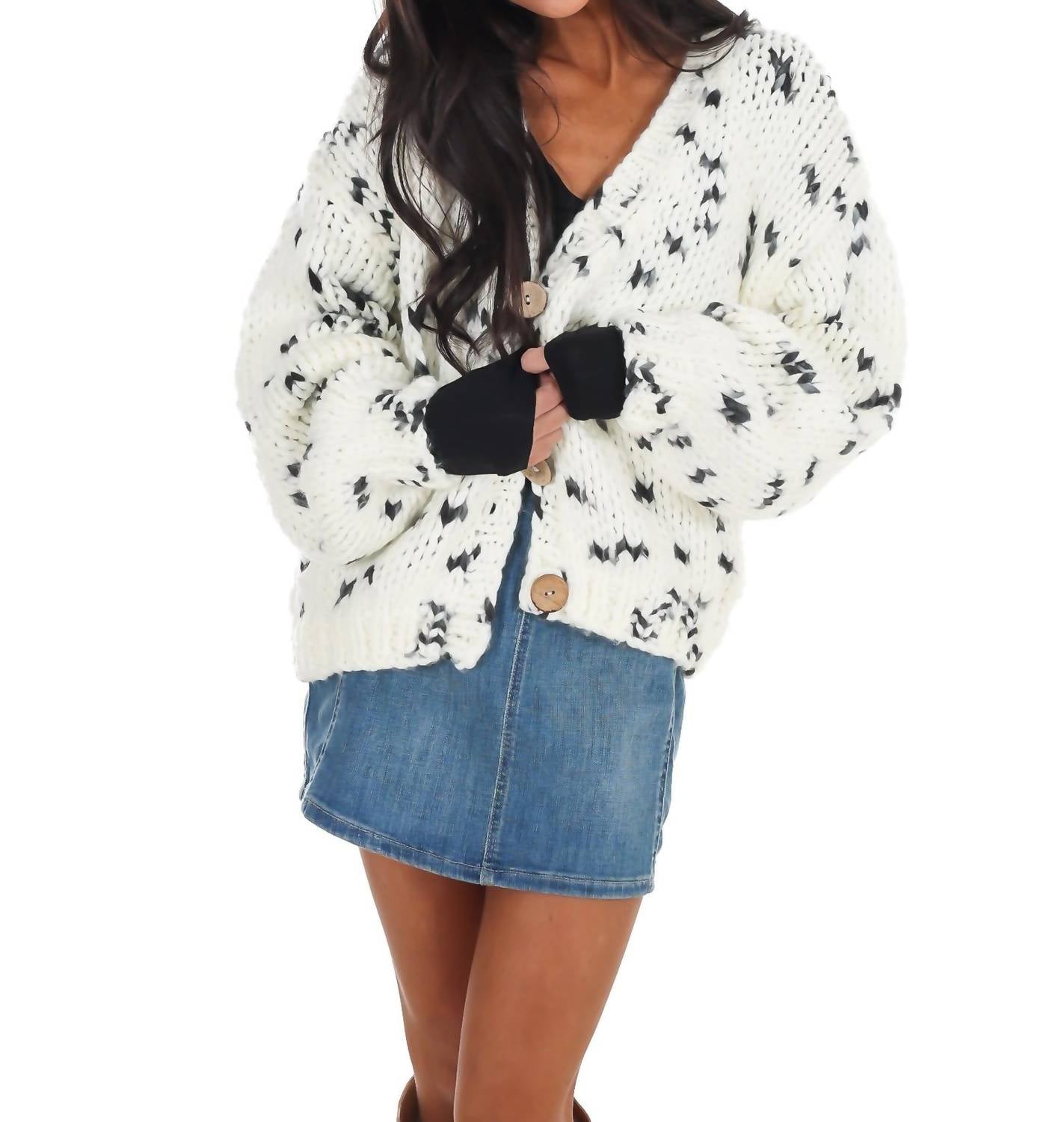 Dreamers - Chunky Pattern Knit Cardigan