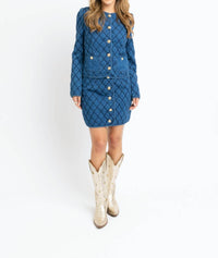 Karlie Denim Stitch Skirt in indigo - women's skirt - alternate view