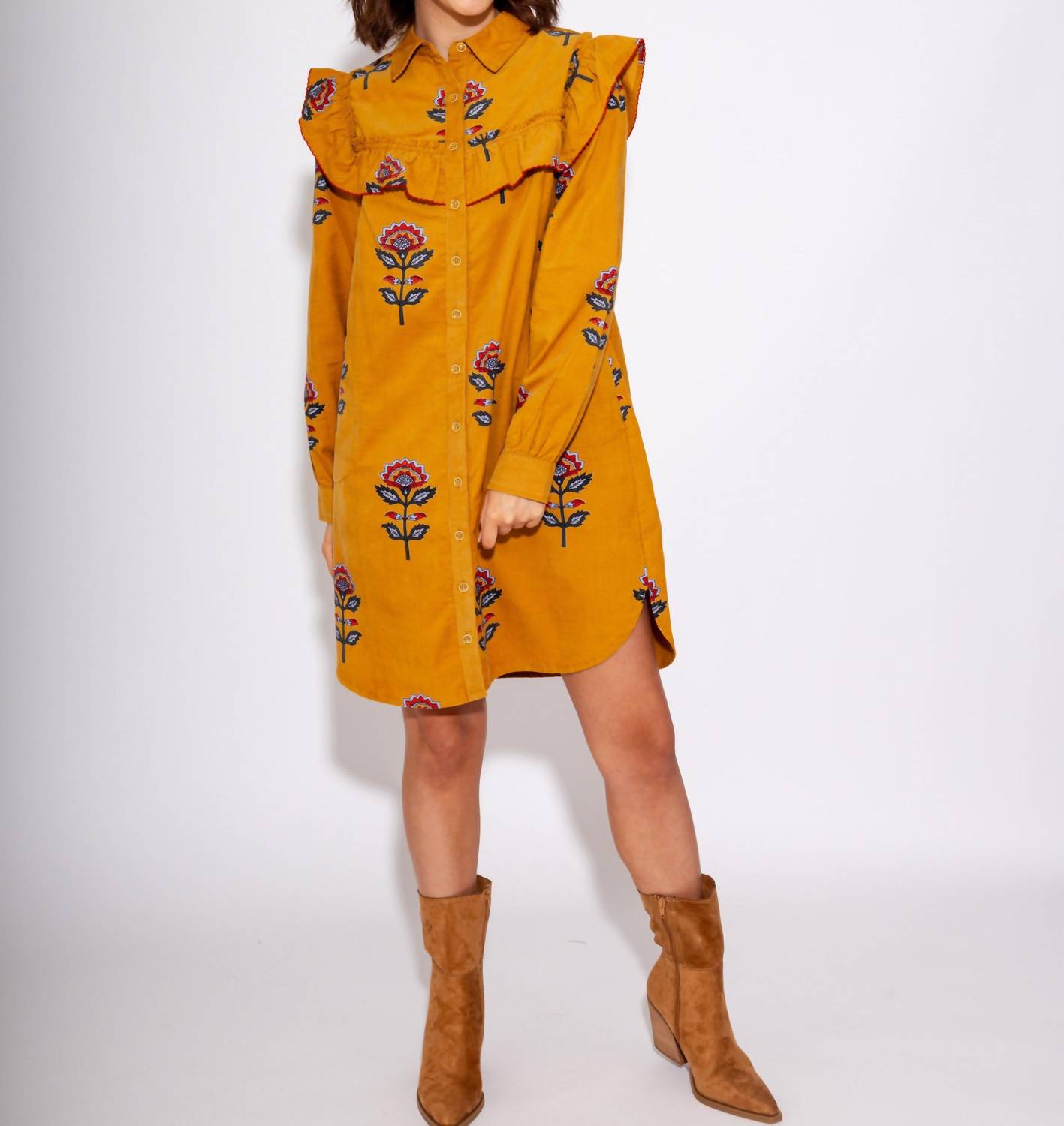 Ivy Jane - Ruffled Yoke Shirt Dress