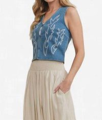 Cloud Ten - Denim Boot Stitch Crop Vest
