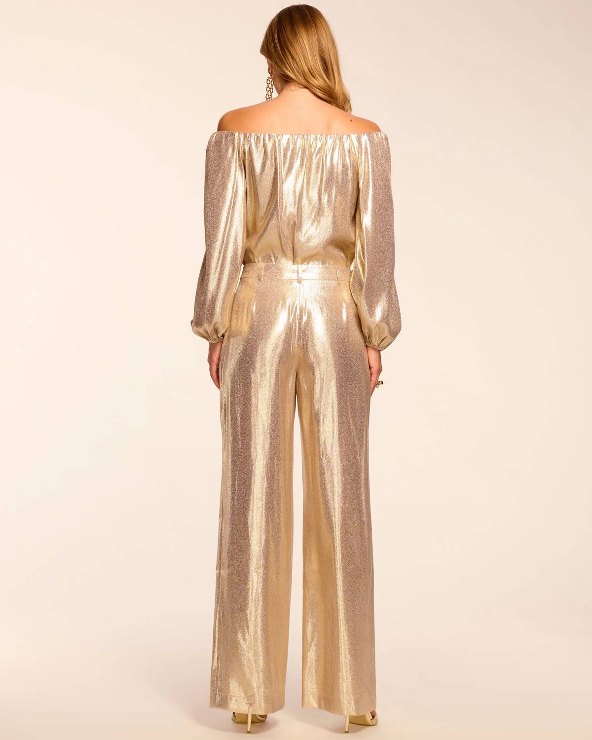 Ramy Brook - Izzy Silk Lamé Wide Leg Pants