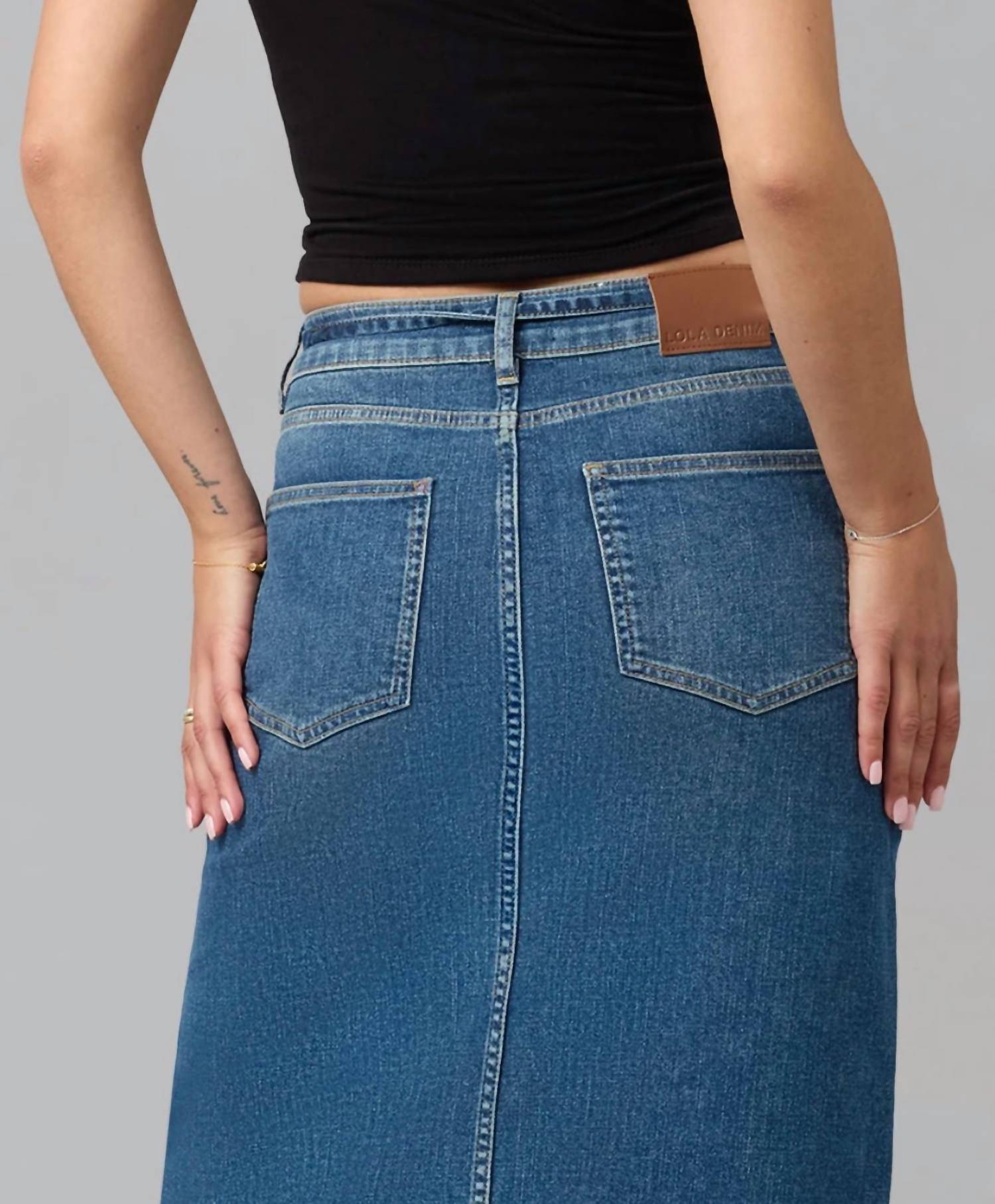 LOLA JEANS High Rise Maxi Skirt in blue - women's skirt - view 5
