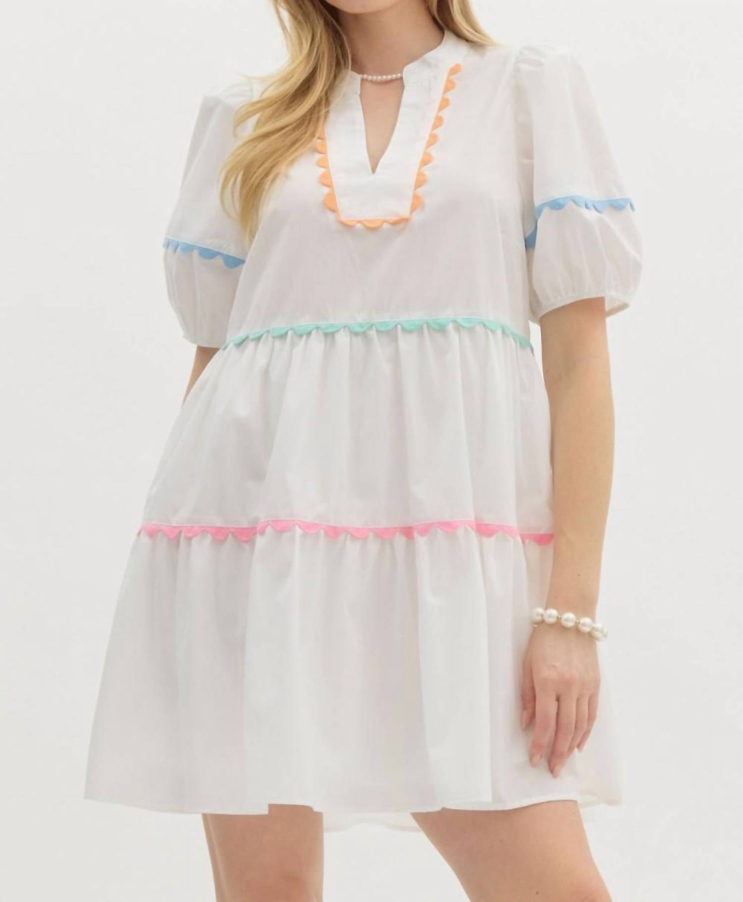 entro Caroline Mini Dress in white - women's dress - detail view