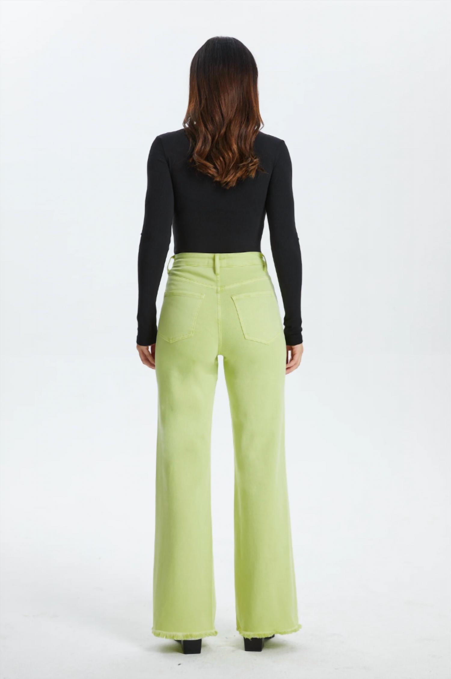Bayeas Stella High Rise Wide Leg Pants in pistachio - women's jeans - alternate view