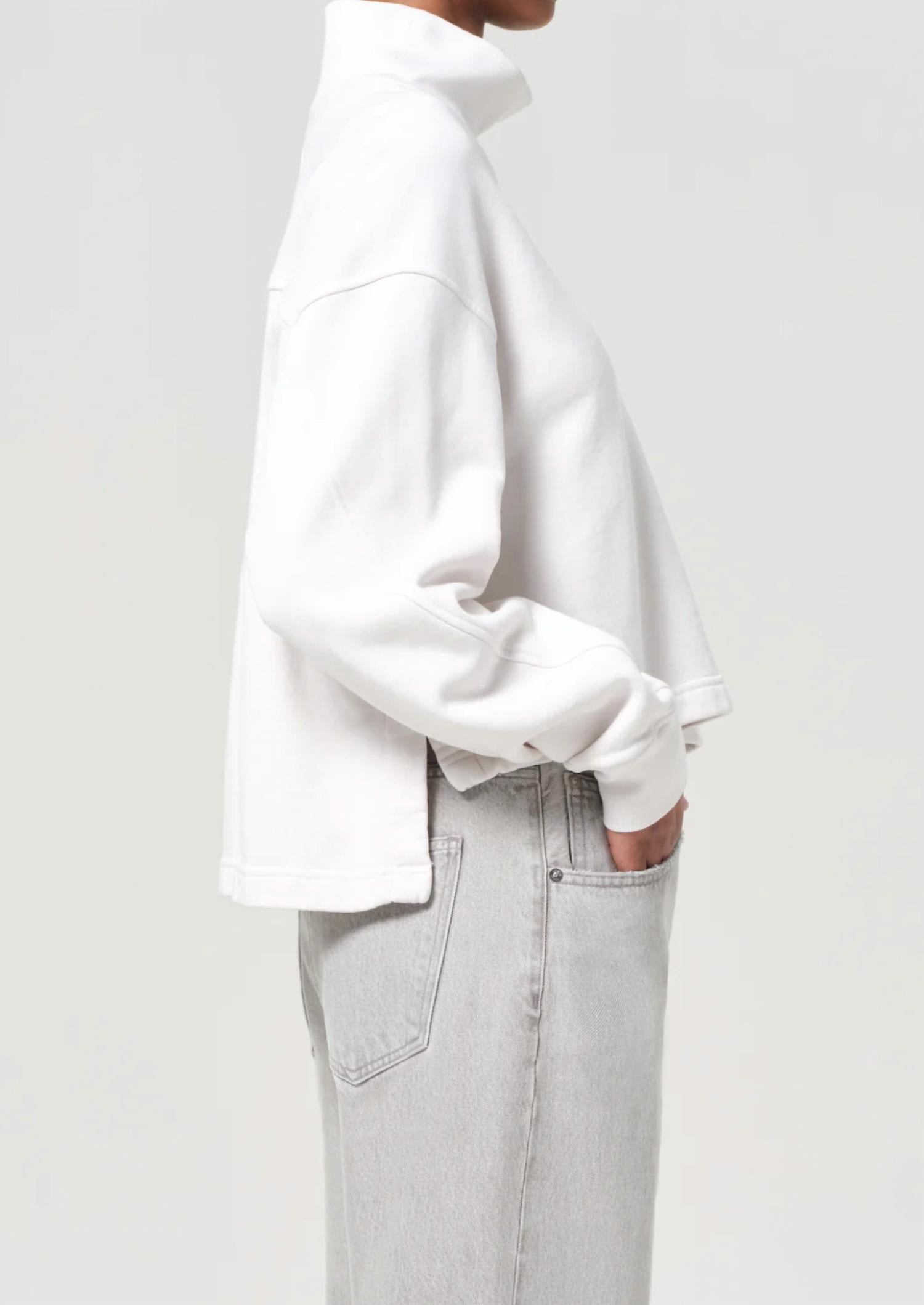AGOLDE Isra Mock Neck Sweatshirt in wired - women's top - detail view