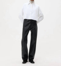 TWP Soon To Be Ex Button-Down With Bib in super compact white poplin cotton - women's shirt - view 4