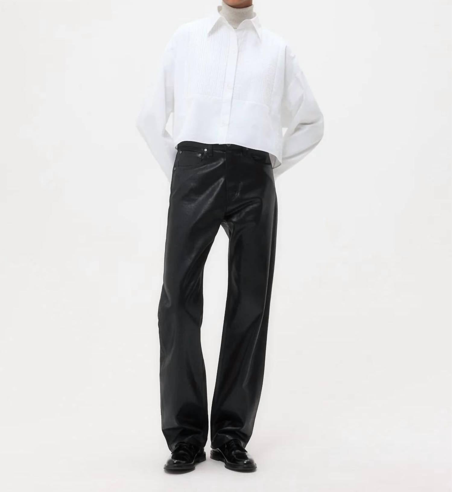 TWP Soon To Be Ex Button-Down With Bib in super compact white poplin cotton - women's shirt - view 4