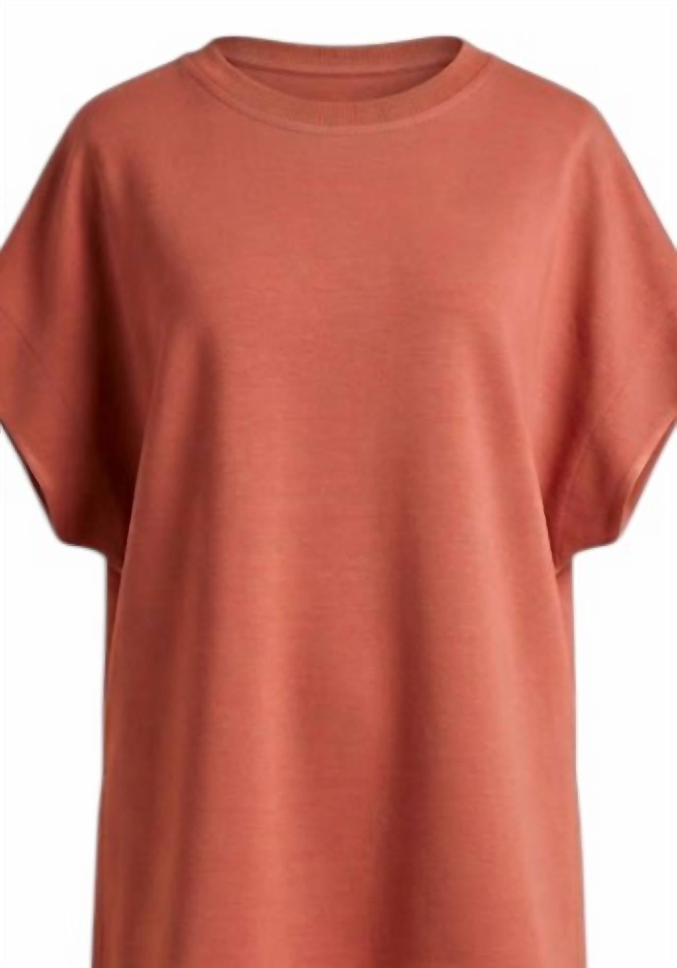 P.CILL Women's Modal Contrast Tunic Top in dusty rose - women's blouse - detail view