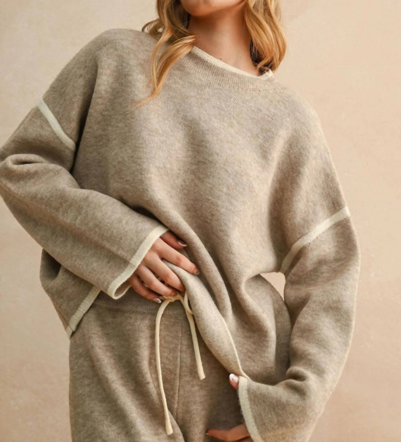 Miou Muse - High Neck Long Sleeve Sweater Top
