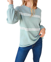 Haptics - LONG SLEEVE WITH WHITE CROCHET SWEATER