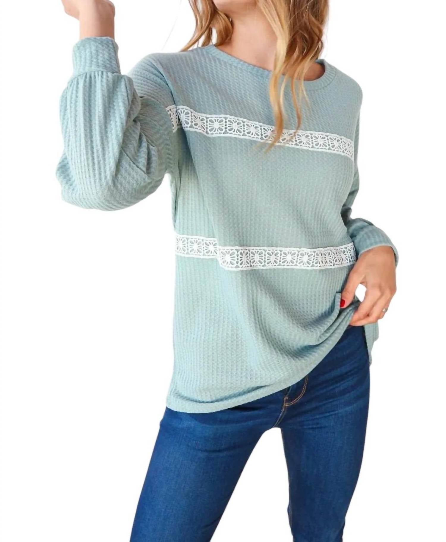 Haptics - LONG SLEEVE WITH WHITE CROCHET SWEATER