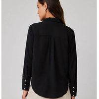 Bella Dahl Pintuck Button Down Shirt in black - women's shirt - alternate view