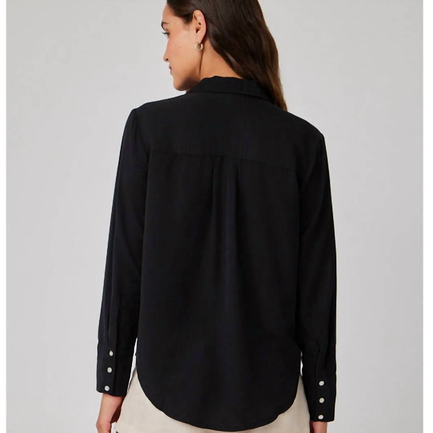 Bella Dahl Pintuck Button Down Shirt in black - women's shirt - alternate view