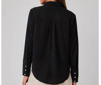 Bella Dahl Pintuck Button Down Shirt in black - women's shirt - detail view