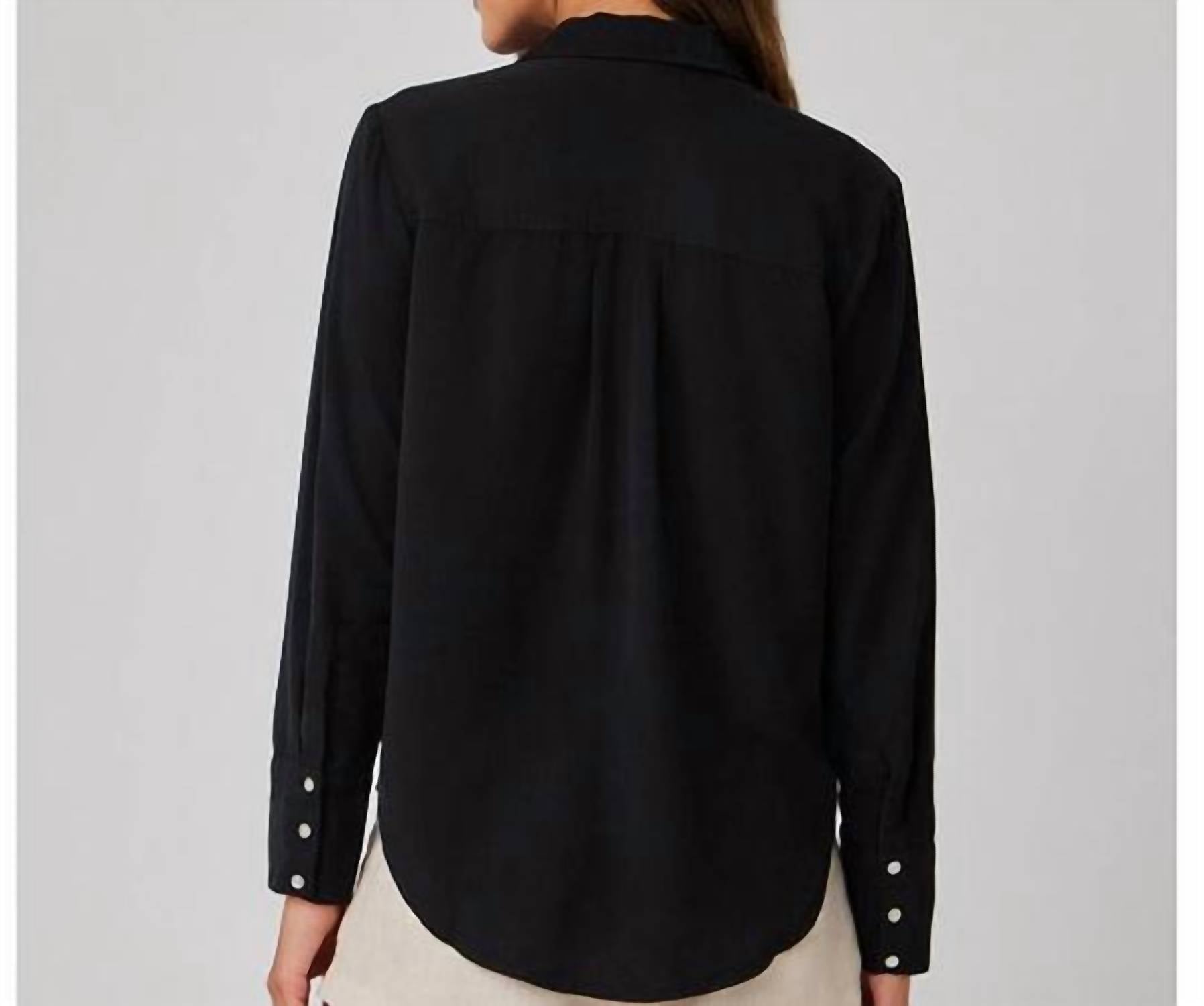 Bella Dahl Pintuck Button Down Shirt in black - women's shirt - detail view