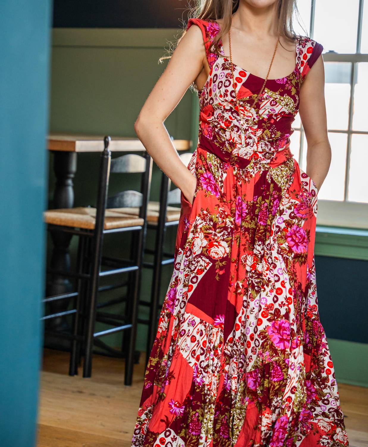 Free People Sasha Maxi Dress in strawberry combo 1 - women's dress - view 6