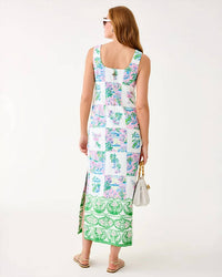 Lilly Pulitzer Dee Stretch Maxi Shift Dress in multi sunny dee patch engineered woven - women's dress - detail view