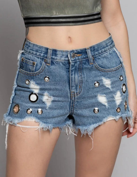 Pol - Raw Edge Denim Shorts